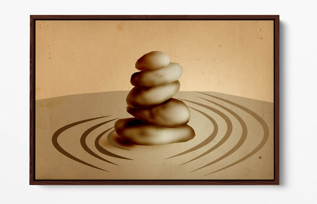 ABSTRACT ZEN STONE STACK HOME DECOR -FLOAT EFFECT CANVAS WALL ART PRINT