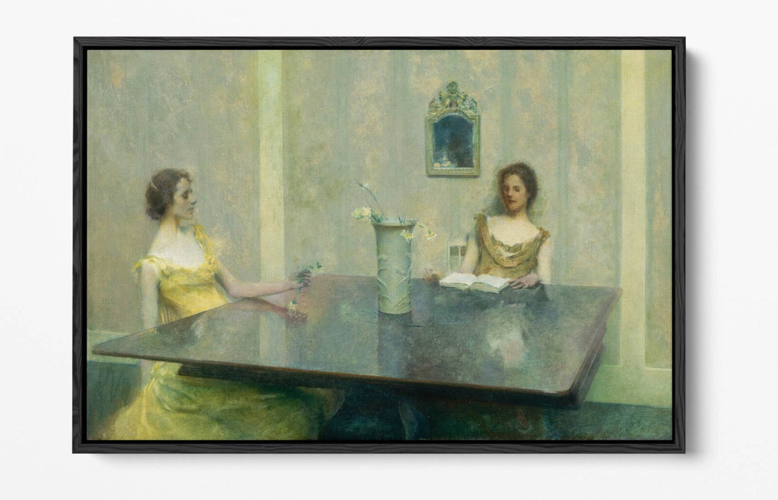 THOMAS WILMER DEWING, A READING -FLOAT EFFECT CANVAS WALL ART PRINT