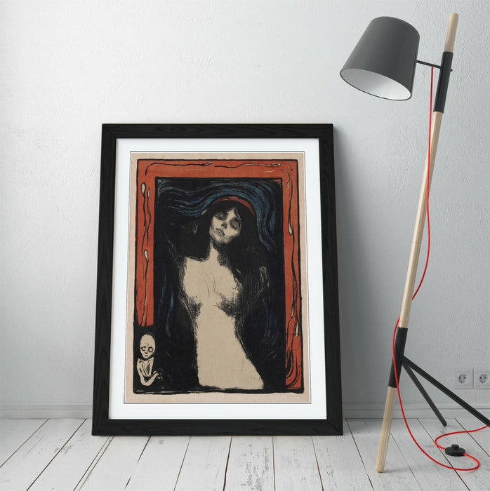 Edvard Munch Framed Poster – Madonna Art Print With Woodgrain Frame Design