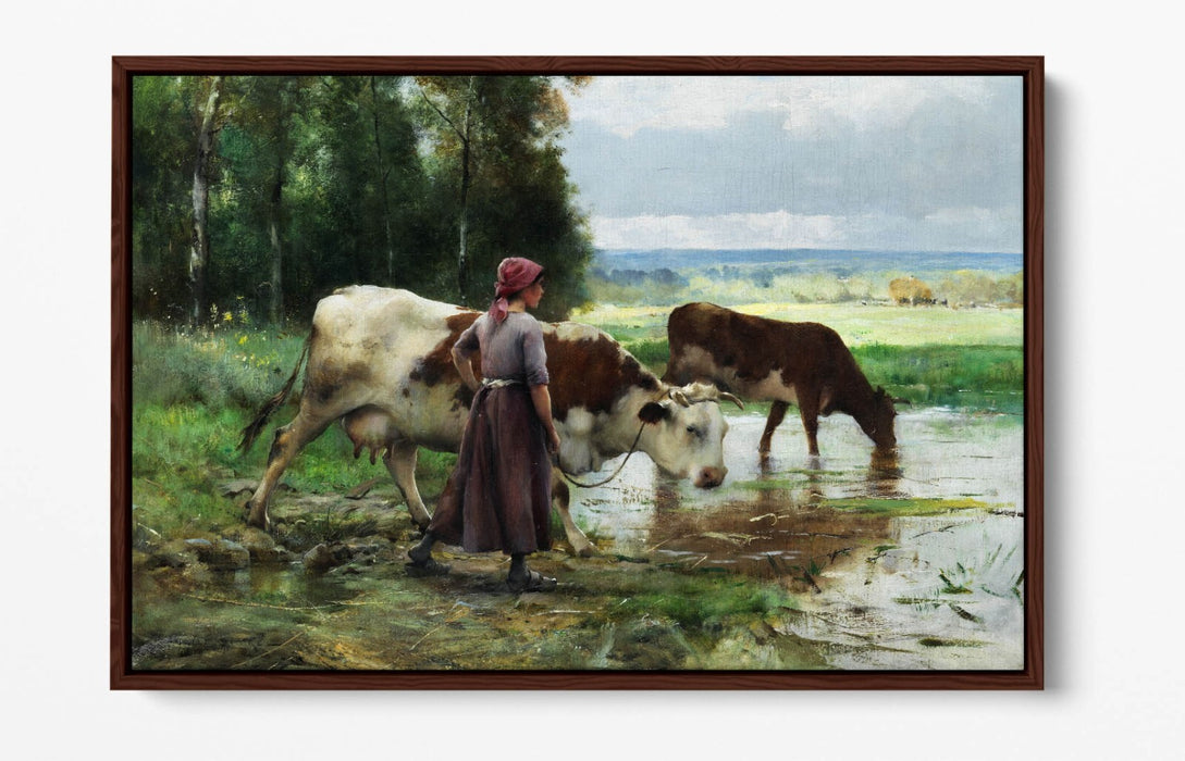 JULIEN DUPRE, YOUNG WOMAN SOARING CATTLE -FLOAT EFFECT CANVAS WALL ART PIC PRINT