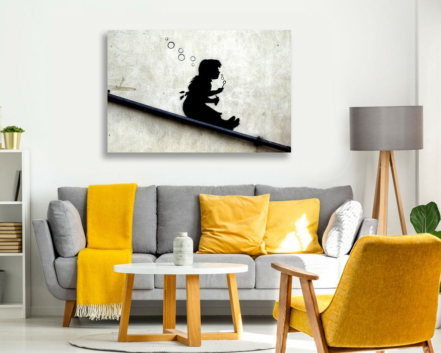 BANKSY CANVAS STREET WALL ART PRINT ARTWORK - SLIDE