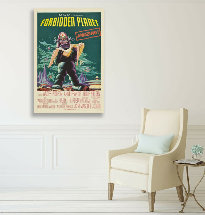 Forbidden Planet Canvas Art – Vintage Sci Fi Movie Poster on Archival Grade Canvas Wall Decor