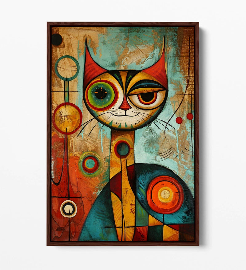 Float Effect Canvas Art - Cool Cat Abstract Contemporary Wall Decor Print
