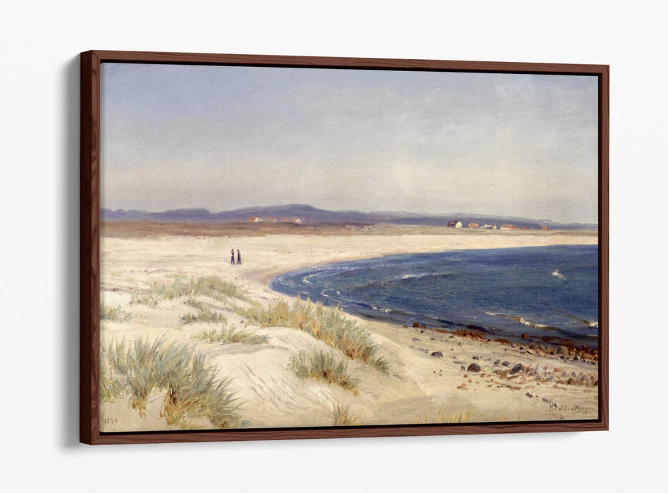 AMALDUS NIELSEN, PEOPLE ON A BEACH -FLOAT EFFECT CANVAS WALL ART PRINT