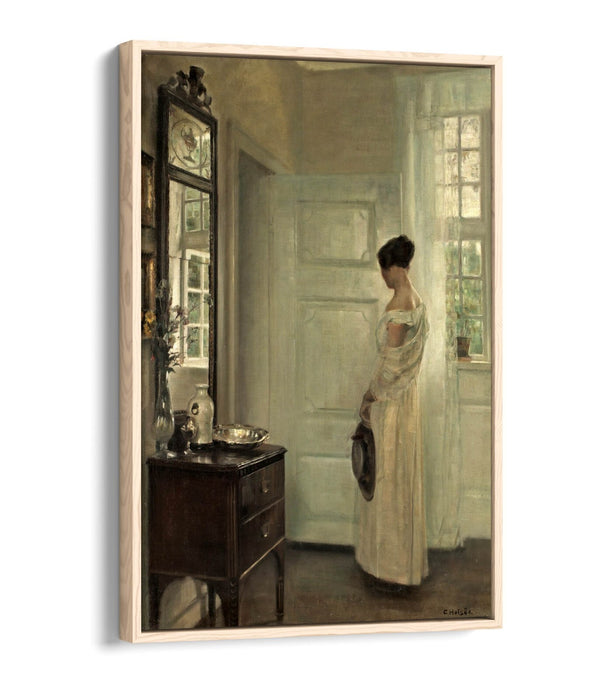 CARL HOLSOE, SALON INTERIOR WITH WOMAN -FLOAT EFFECT CANVAS WALL ART PIC PRINT