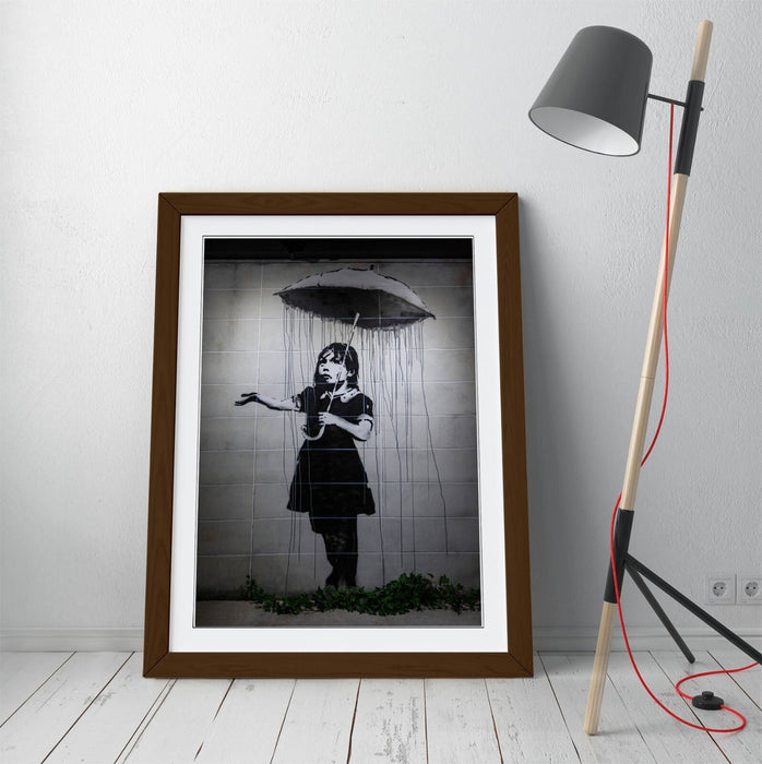 Banksy Umbrella Girl Art | Modern Bedroom Decor | Ready To Hang Frame