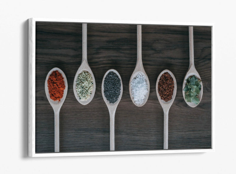 Canvas Wall Art - Kitchen Wall Decor With Herbs Spices In Green Red Float Effect