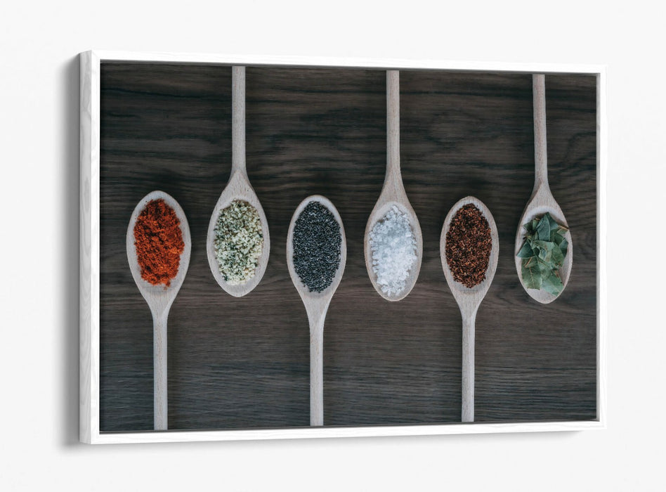 Canvas Wall Art - Kitchen Wall Decor With Herbs Spices In Green Red Float Effect