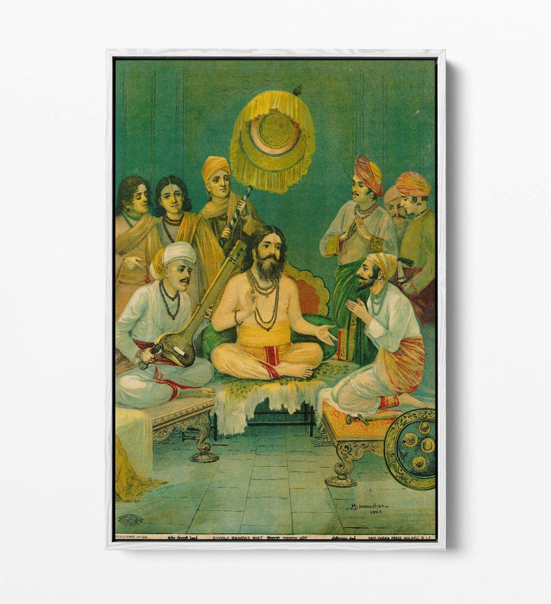 Float Effect Canvas - Dhurandhar Shivaji Ramdas Bhet Premium Wall Art Print
