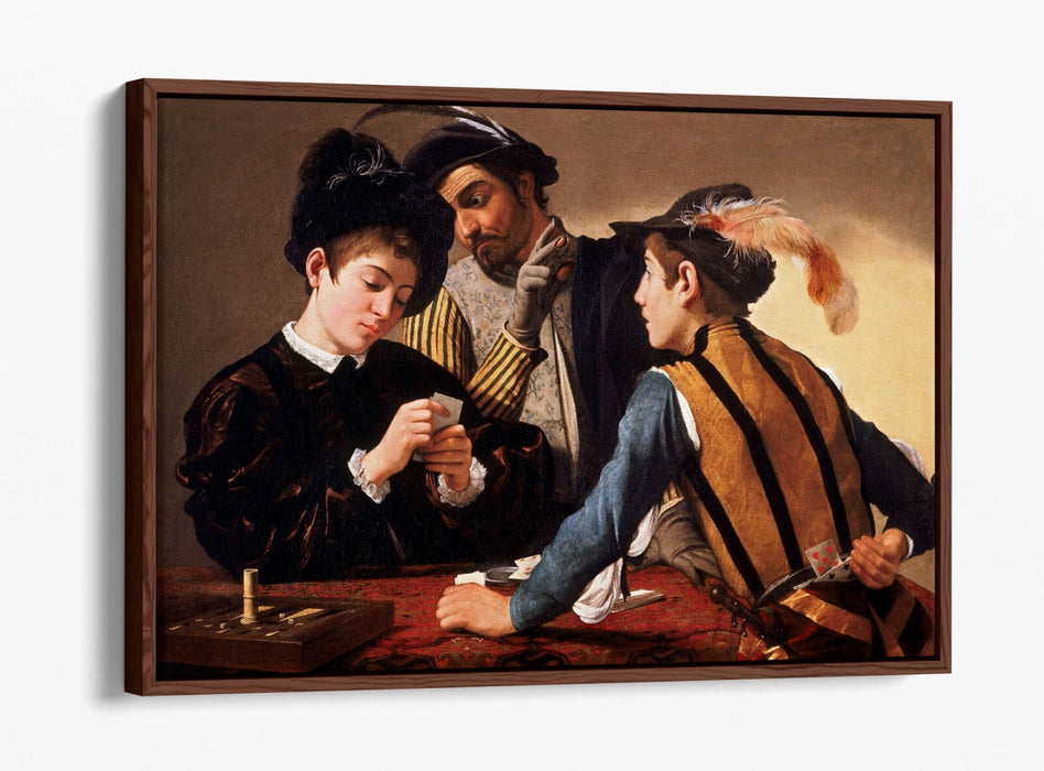 CARAVAGGIO, THE CARDSHARPS -FLOAT EFFECT CANVAS WALL ART PRINT