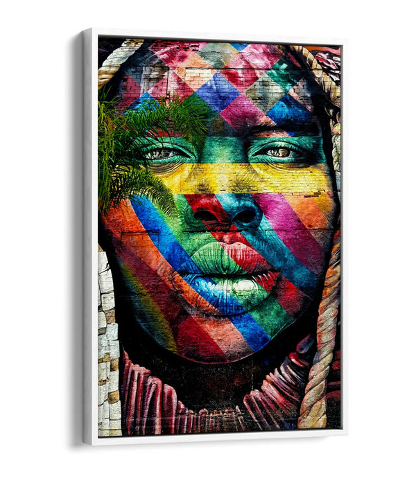 BEAUTIFUL BLACK WOMAN RAINBOW GRAFFITI -FLOAT EFFECT CANVAS WALL ART PIC PRINT-