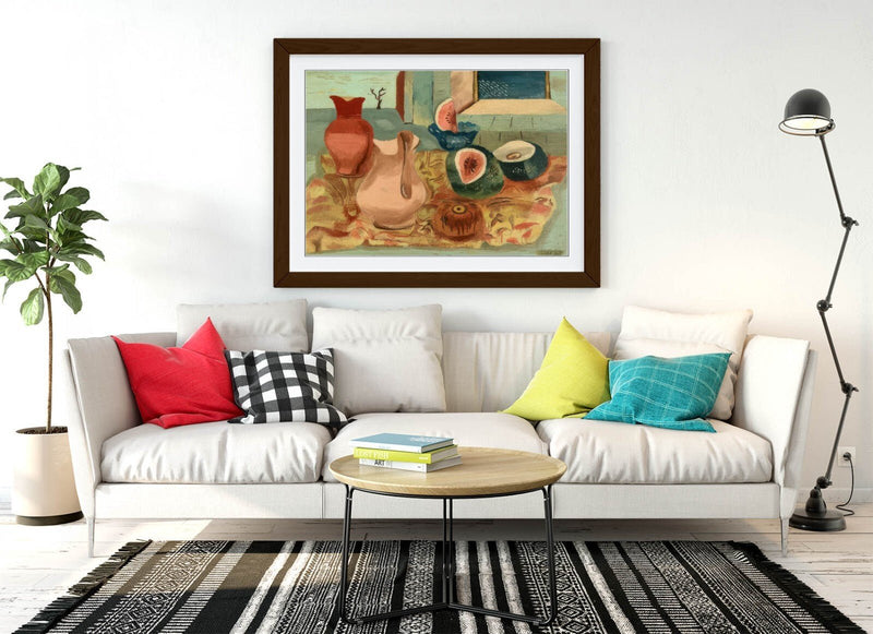 Framed Wall Art - Frances Hodgkins Cut Melons Painting | UK Made Natural Wood Frame