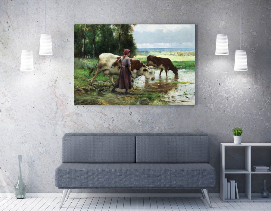 Canvas Wall Art – Julien Dupre Young Woman Soaring Cattle Artwork Print