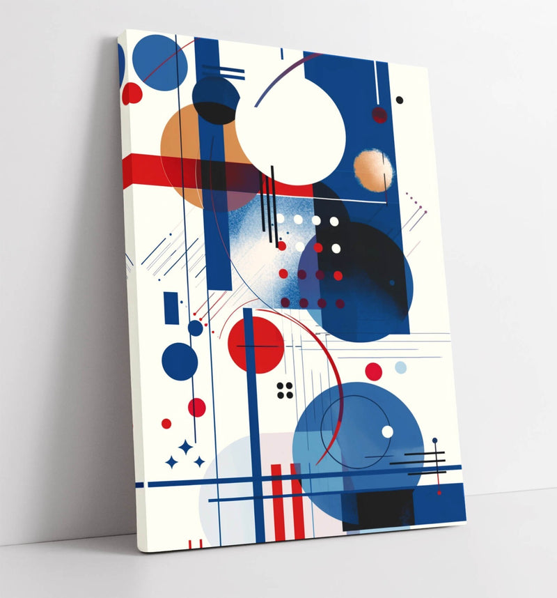 Abstract Canvas Wall Art - Blue Red Kandinsky Style Modern Canvas Print