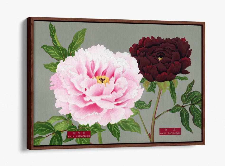 Vintage Canvas Wall Art – Peony Blossom Decor With Float Effect Frame, Handmade UK