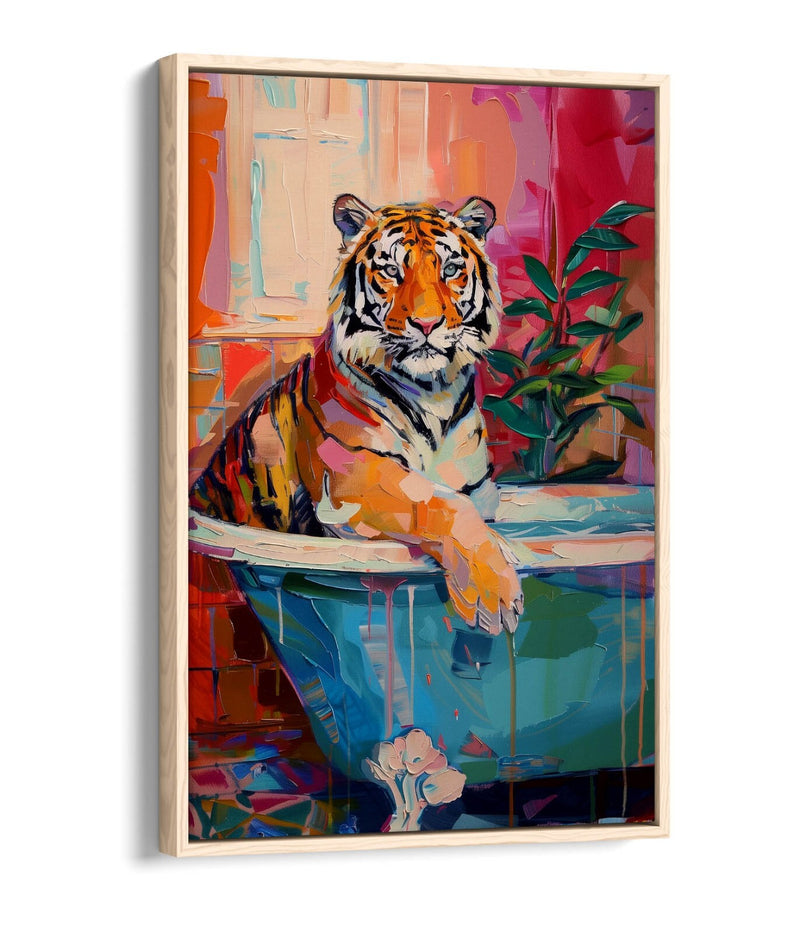 Tiger Canvas Art - Multi Colour Float Effect Canvas Wall Decor With 30mm Deep Frame