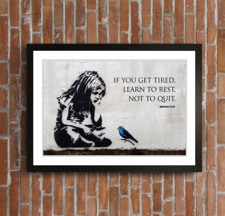 LITTLE GIRL BLUE BIRD QUOTE FRAMED STREET ART POSTER PICTURE PRINT 4 SIZE BANKSY