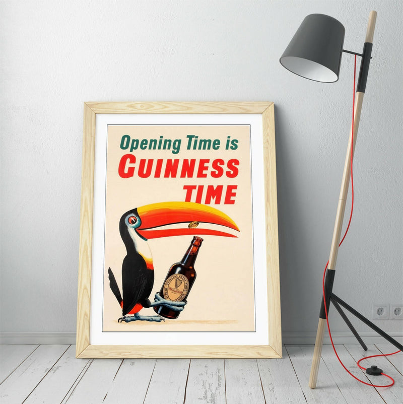 Vintage Guinness Poster - Framed Wall Art With Woodgrain Frame & Matte Paper Print