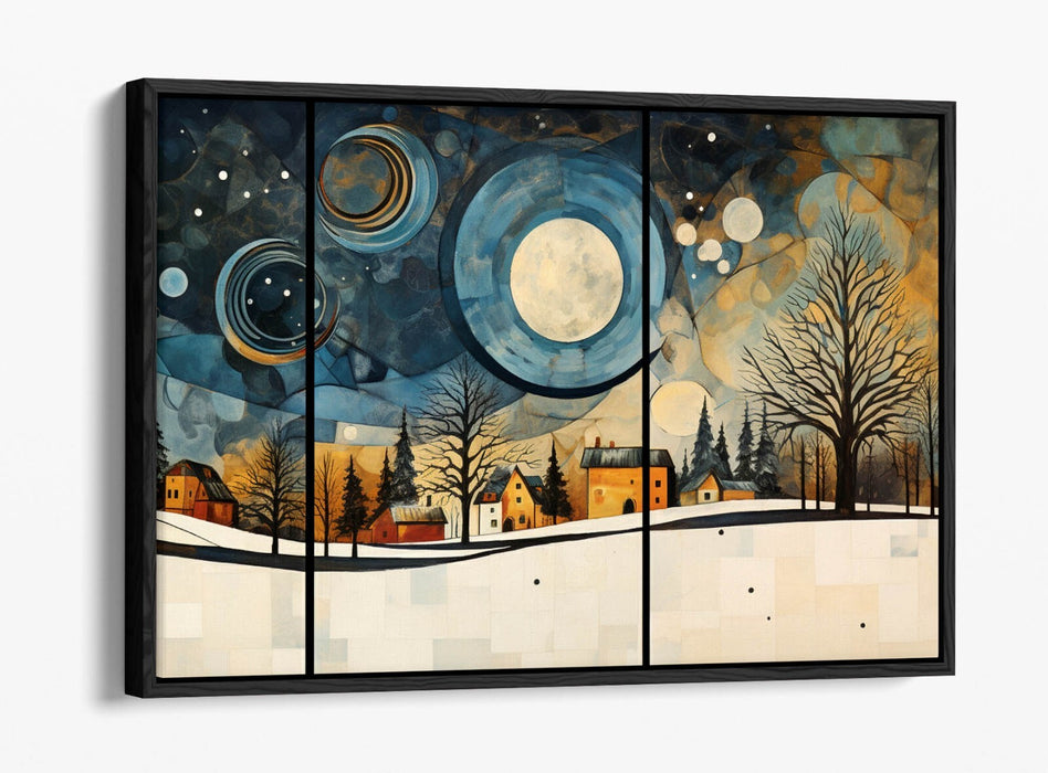 WINTER SNOWY LANDSCAPE KANDINSKY STYLE DECOR FLOAT EFFECT CANVAS ART PRINT