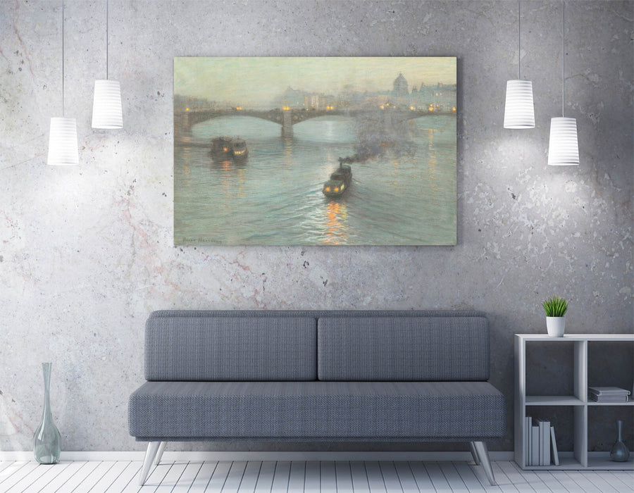 L. BIRGE HARRISON, EVENING ON THE SEINE -CANVAS WALL ARTWORK PIC PRINT