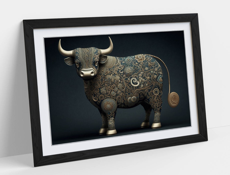 Highland Cow Wall Art – Wooden Framed Print With Matte Finish & Rustic Bedroom Decor