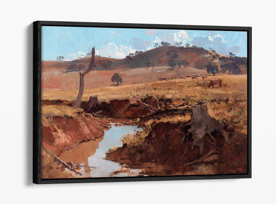 Canvas Wall Art - Arthur Streeton The Creek | Float Effect Canvas Print With Premium Frame