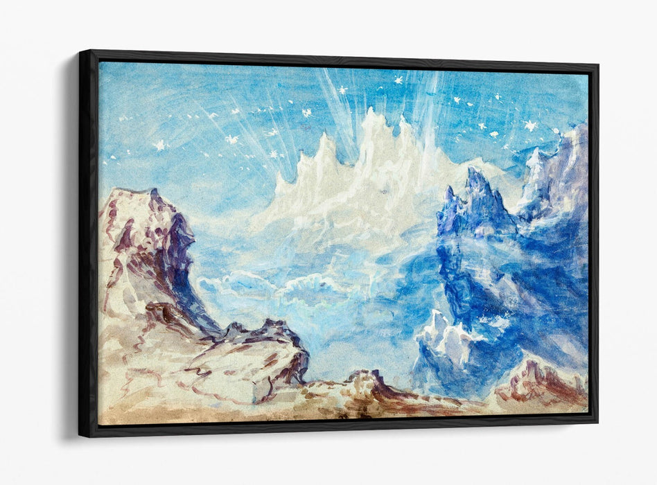 Float Effect Canvas Art - Mountain Landscape Starry Sky Handmade Wall Decor