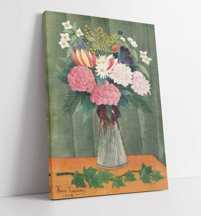 Canvas Wall Art - Henri Rousseau Flowers In A Vase | Handmade Premium Varnish Finish Print