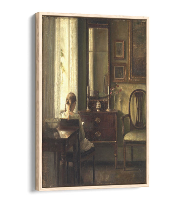 CARL HOLSOE, YOUNG GIRL READING -FLOAT EFFECT CANVAS WALL ART PIC PRINT