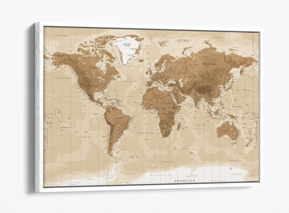 Vintage World Map Canvas – Handmade Canvas Art With Premium Varnish Finish