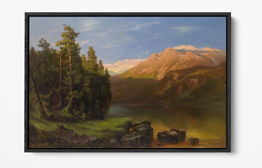 CARL SCHWENINGER, LANDSCAPE IN THE SUNSET -FLOAT EFFECT CANVAS WALL ART PRINT