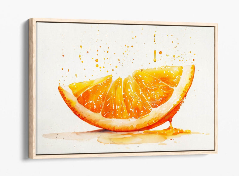 Canvas Wall Art – Juicy Orange Slice Float Effect Contemporary Print With Deep Frame