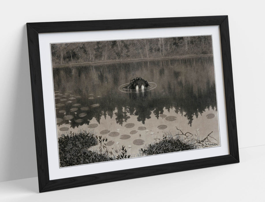 Framed Wall Art Poster – Theodor Kittelsen Water Sprite Print, UK Made Frame