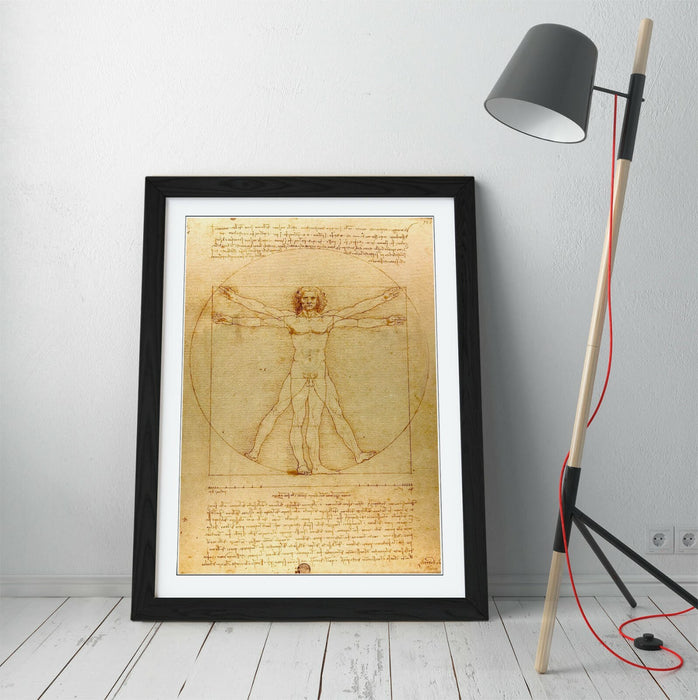 Vitruvian Man Poster – Leonardo Da Vinci Art Framed Vintage Wall Print