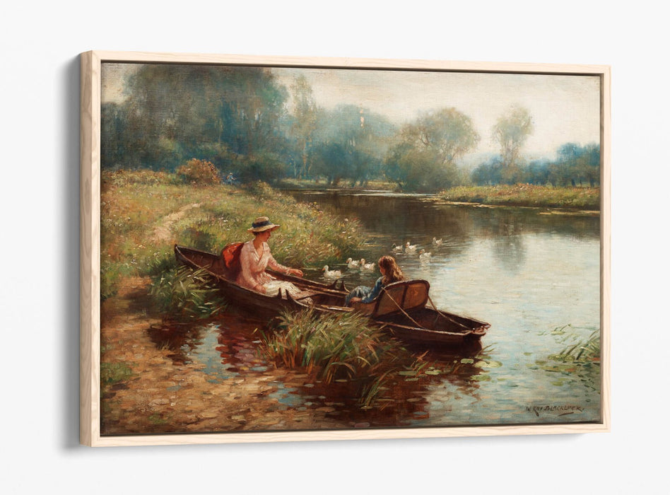 WILLIAM KAY BLACKLOCK, BACKWATER ON THE OUSE -FLOAT EFFECT CANVAS WALL ART PRINT
