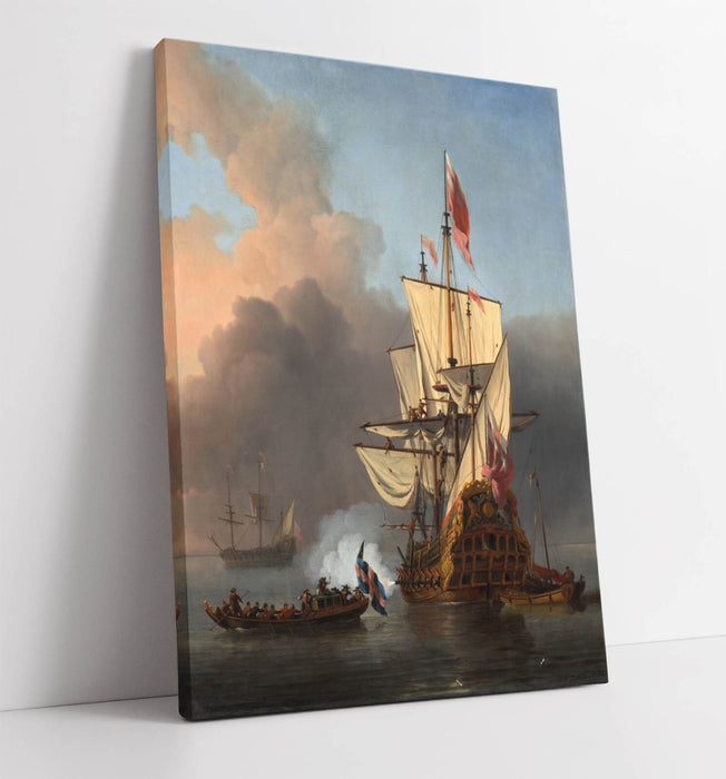 Canvas Wall Art - Willem Van De Velde English Warship Nautical Print Ready To Hang