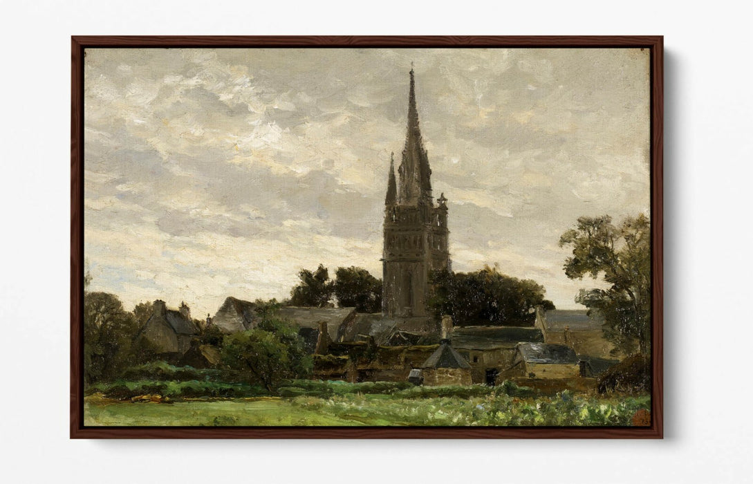 CARLOS DE HAES, THE TOWER OF CHURCH -FLOAT EFFECT CANVAS WALL ART PICTURE PRINT