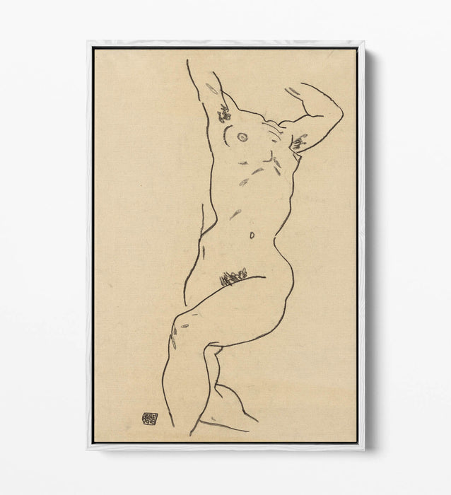 Canvas Wall Art Print – Egon Schiele Reclining Nude Painting | Float Effect Canvas