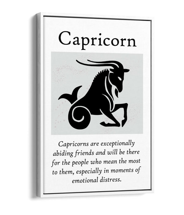 CAPRICORN STAR SIGN ZODIAC ASTROLOGY QUOTE -FLOAT EFFECT CANVAS WALL ART PRINT