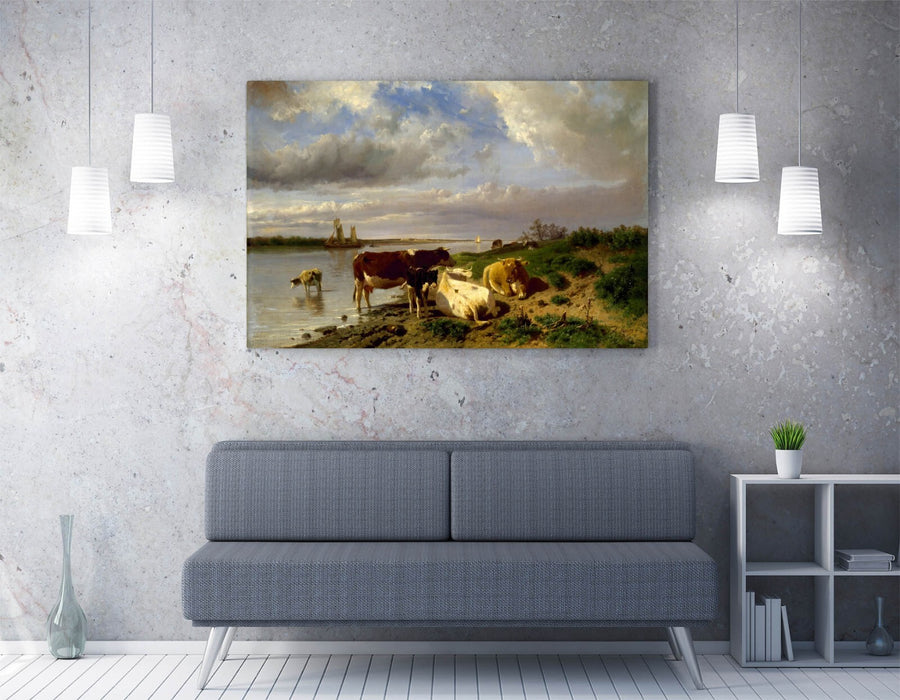 Canvas Wall Art - Anton Mauve Landscape With Cattle | Handmade Canvas Print