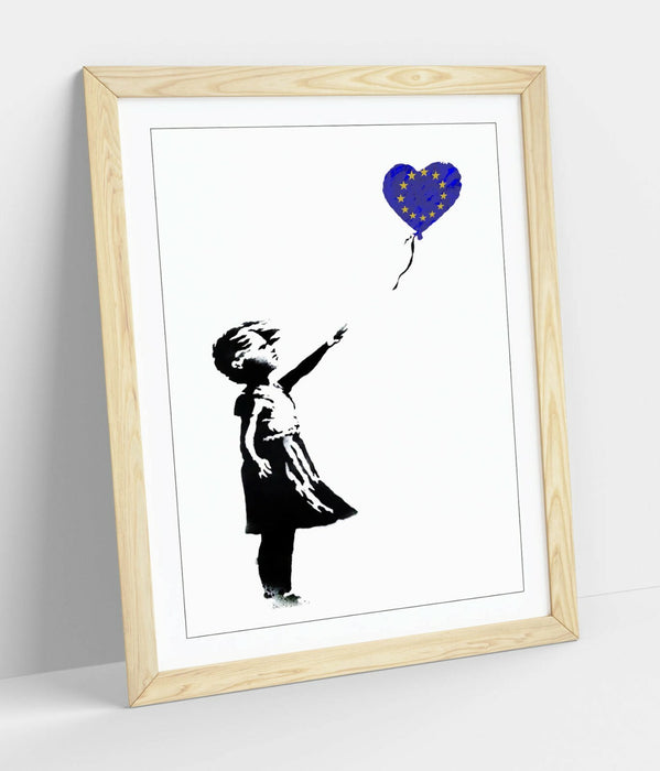 BANKSY BALLOON GIRL EUROPEAN FLAG BREXIT-FRAMED ART POSTER PICTURE PRINT ARTWORK