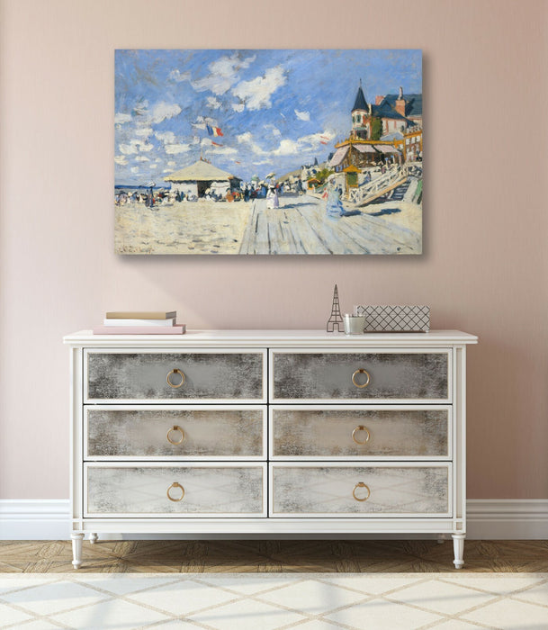 CANVAS WALL ART  PRINT ARTWORK  Claude Monet The boardwalk on the beach