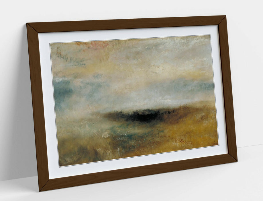 Framed Art Poster – J M W Turner Storm Seascape Art With Natural Wood Frame