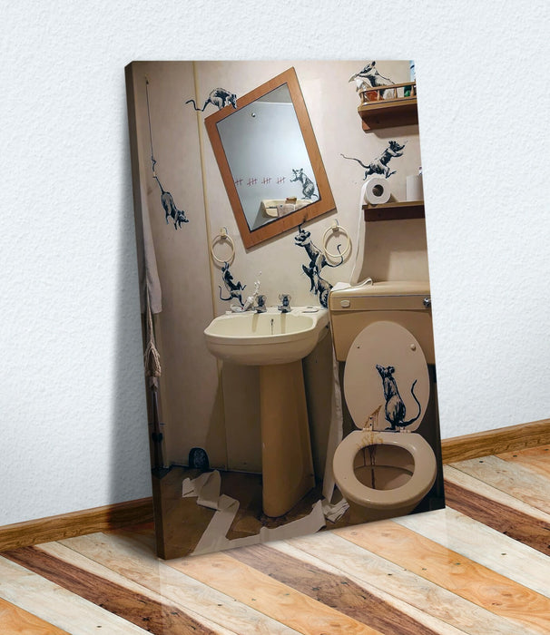 BANKSY ON LOCKDOWN CANVAS WALL STREET ART PRINT GRAFFITI ARTWORK VARNISHED RATS