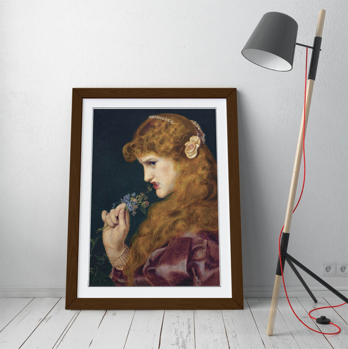 Framed Wall Art Featuring Frederick Sandys Print - Love's Shadow Artwork in Natural Wood Frame