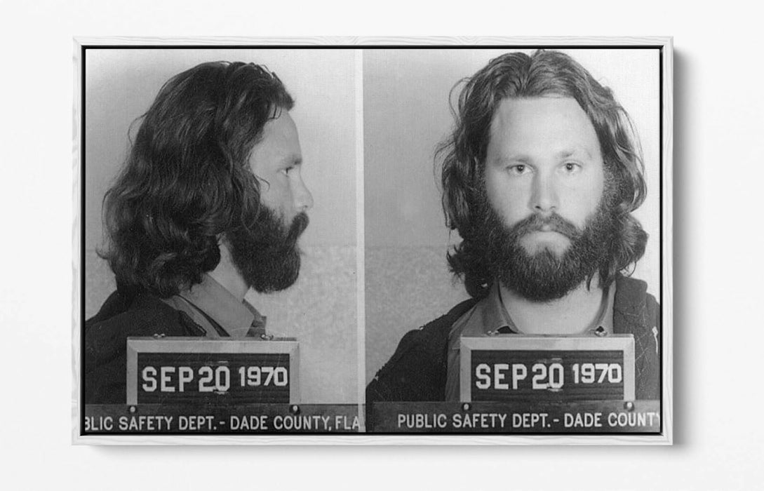 JIM MORRISON MUGSHOT 2 -FLOAT EFFECT CANVAS WALL ART PIC PRINT- BLACK & WHITE