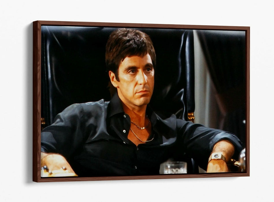 Float Effect Canvas Art – Tony Montana Scarface Black Canvas Wall Print