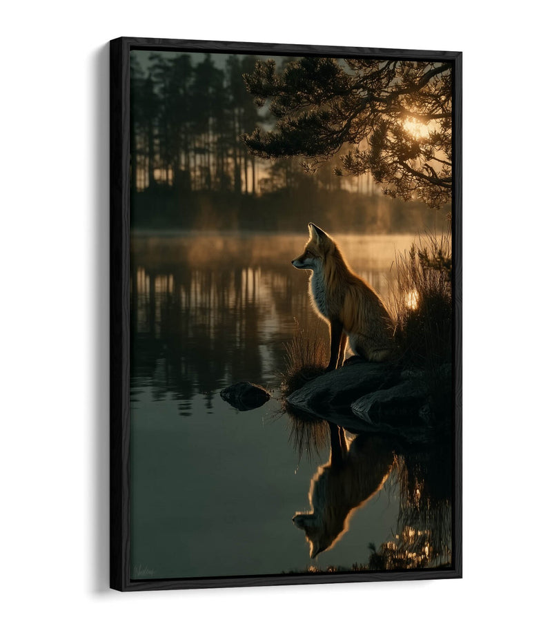 Canvas Wall Art - Cool Fox Float Effect Handmade Print With Premium Frame