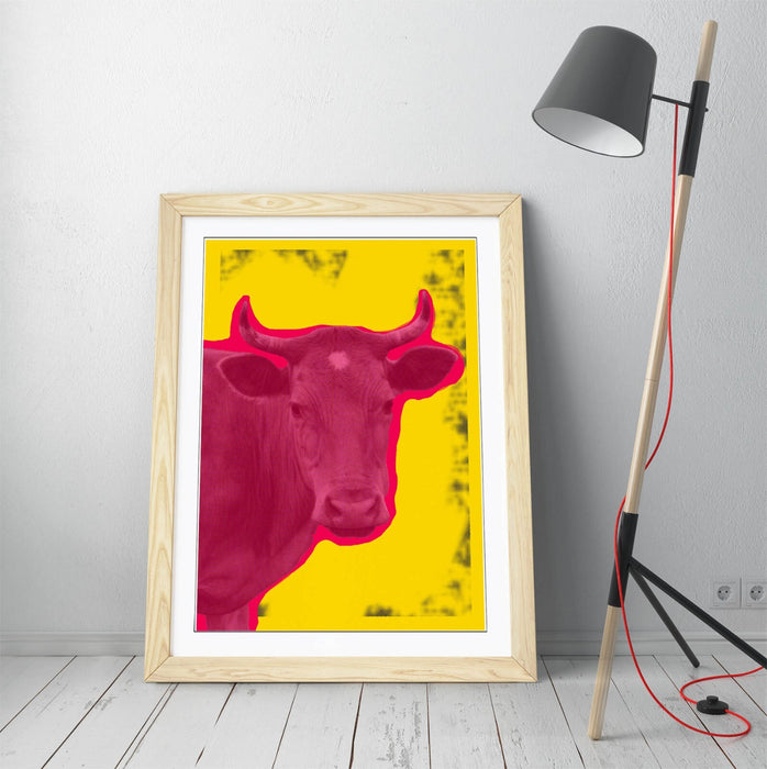 PINK COW POP ART WARHOL INSPIRED -ART FRAMED POSTER PICTURE PRINT ARTWORK