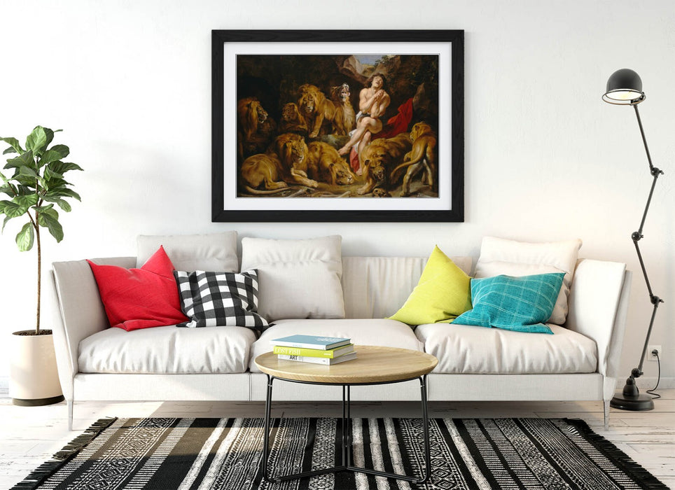 PETER PAUL RUBENS, DANIEL IN THE LION'S DEN -FRAMED ART POSTER PRINT 4 SIZES